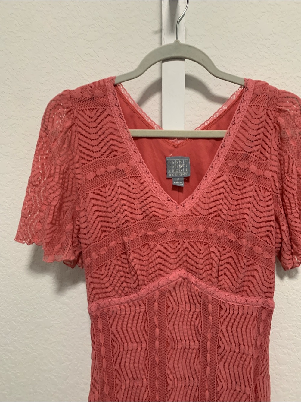 Y2K Rabbit Rabbit Rabbit Pink Lace Fluttery Sleeves Mini Dress - Picture 3 of 9